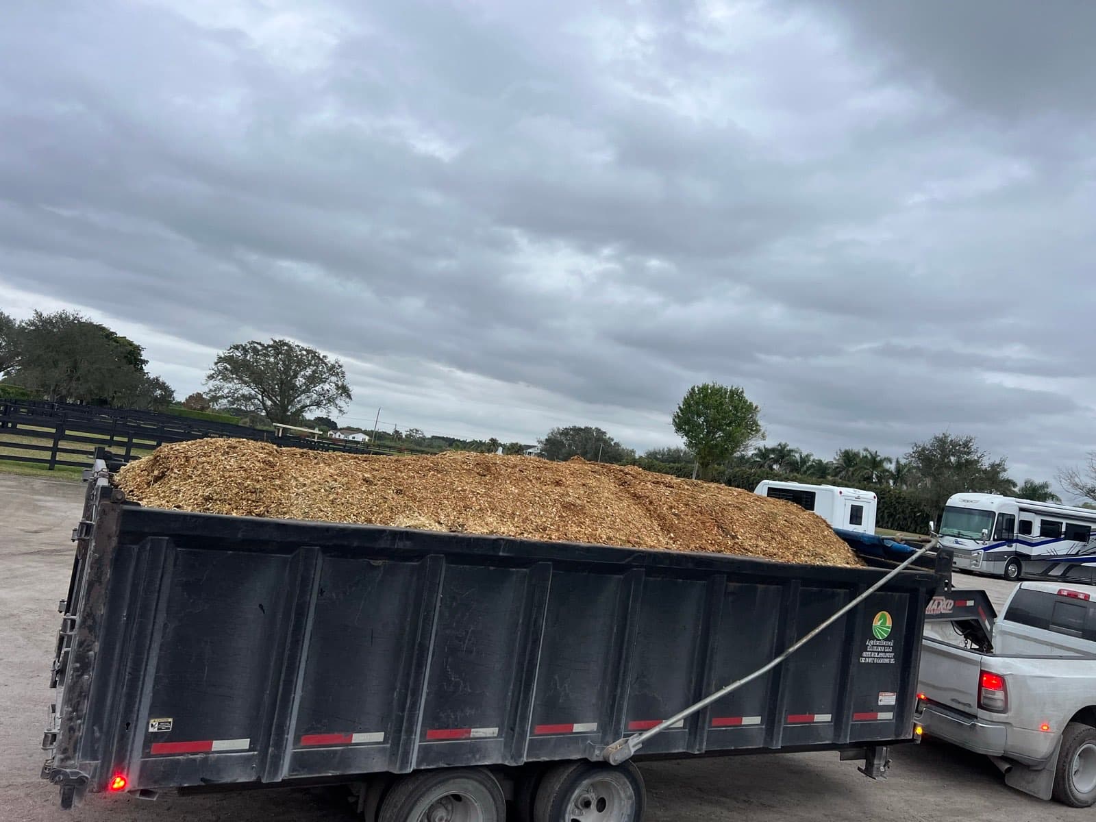 Loaded manure trailer ready for hauling